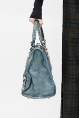 Balenciaga Blue Motocross Work Leather Bag