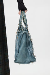 Balenciaga Blue Motocross Work Leather Bag