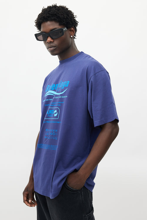 Balenciaga Blue Recycle Logo T-Shirt