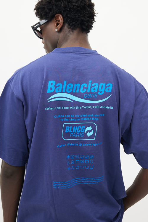 Balenciaga Blue Recycle Logo T-Shirt