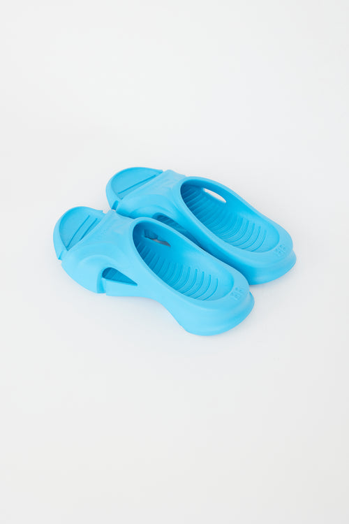Balenciaga Blue Mold Textured Rubber Slide Sandal