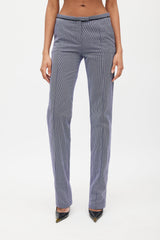 Balenciaga Blue & White Pinstripe Low Rise Trouser