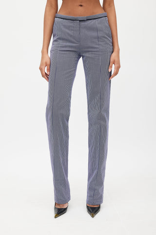 Balenciaga Blue & White Pinstripe Low Rise Trouser