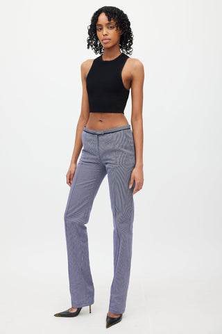 Balenciaga Blue & White Pinstripe Low Rise Trouser