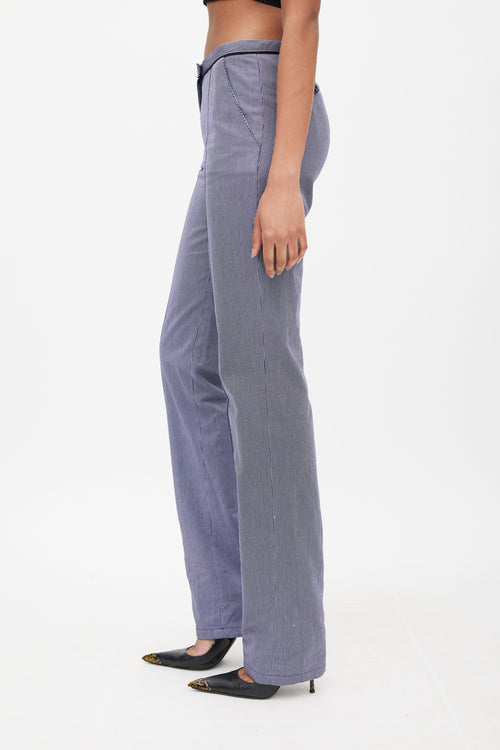 Balenciaga Blue & White Pinstripe Low Rise Trouser