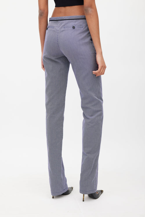 Balenciaga Blue & White Pinstripe Low Rise Trouser