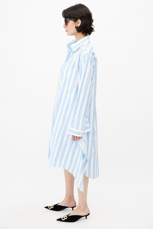 Balenciaga Blue & White Stripe Shirt Dress