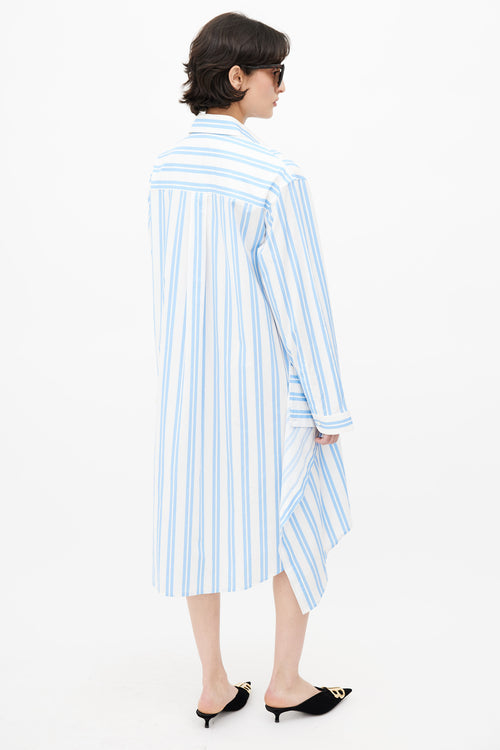 Balenciaga Blue & White Stripe Shirt Dress