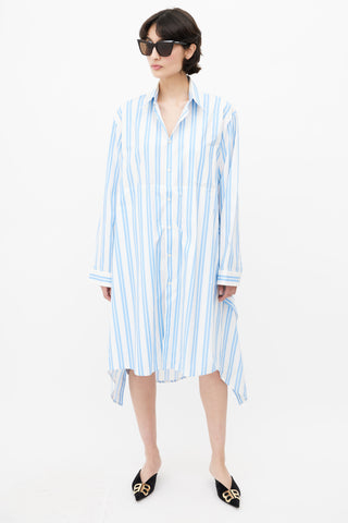 Balenciaga // Blue & White Pinstripe Low Rise Trouser – VSP Consignment