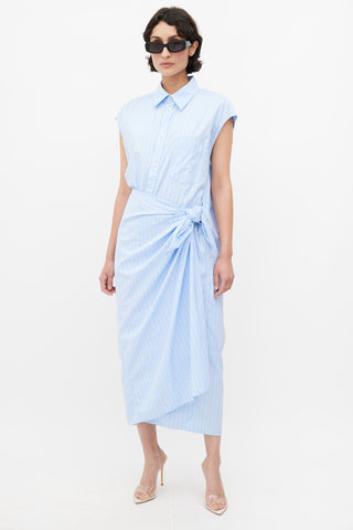 Balenciaga Blue & White Striped Shirt Dress