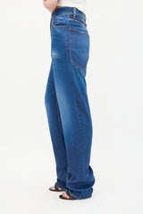 Balenciaga 2019 Blue Satin Trompe L'Oeil Trouser