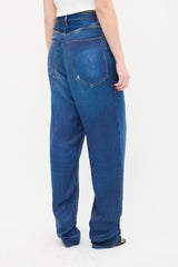 Balenciaga 2019 Blue Satin Trompe L'Oeil Trouser