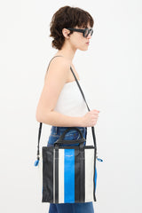 Balenciaga Blue & Multi Leather Small Bazar Shopper Tote