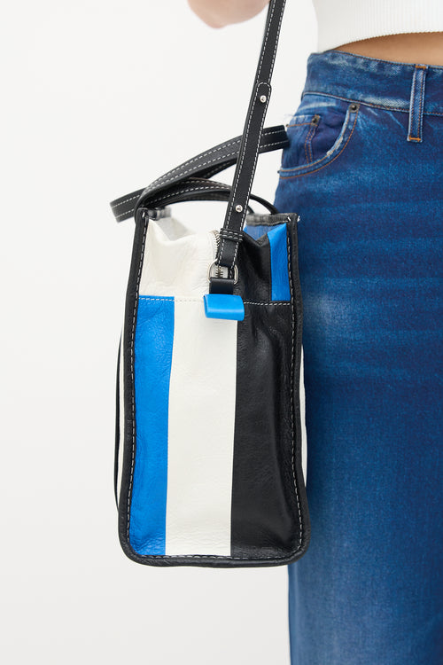 Balenciaga Blue & Multi Leather Small Bazar Shopper Tote