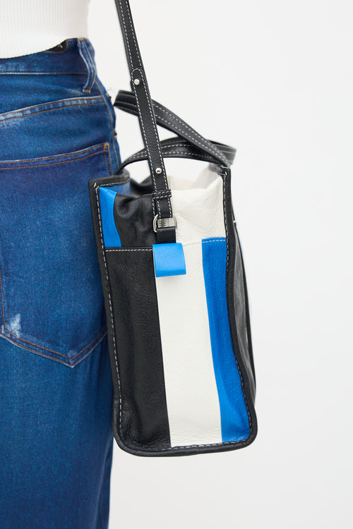 Balenciaga Blue & Multi Leather Small Bazar Shopper Tote