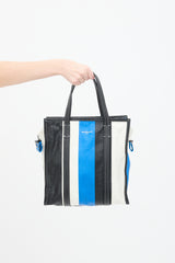 Balenciaga Blue & Multi Leather Small Bazar Shopper Tote