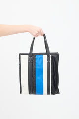 Balenciaga Blue & Multi Leather Small Bazar Shopper Tote