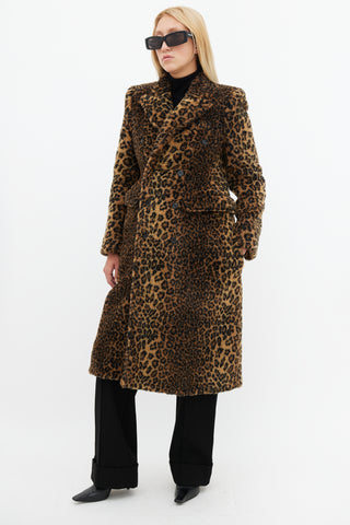 Balenciaga Brown & Black Hourglass Faux Fur Coat