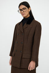 BalenciagaBrown Wool Blazer & Skirt Set