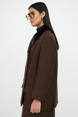BalenciagaBrown Wool Blazer & Skirt Set