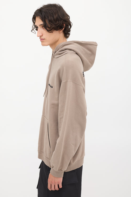 Balenciaga Brown Embroidered Logo Pullover Hoodie