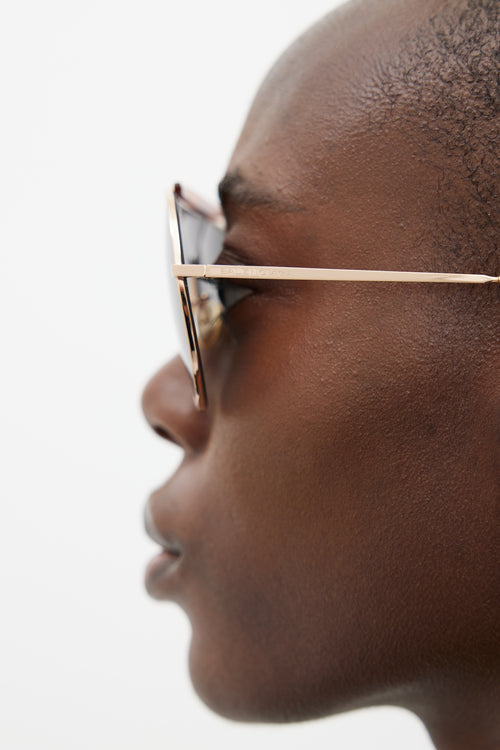 Balenciaga Brown & Gold BA31 28B Aviator Sunglasses