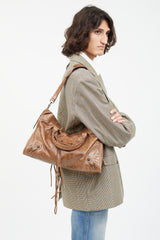 Balenciaga Brown City Motocross Leather Bag