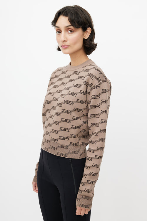 Balenciaga Brown Monogram Knit Sweater