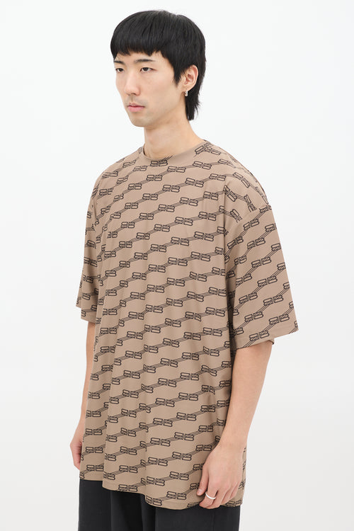 Balenciaga Brown Nylon BB Monogram Oversized T-Shirt