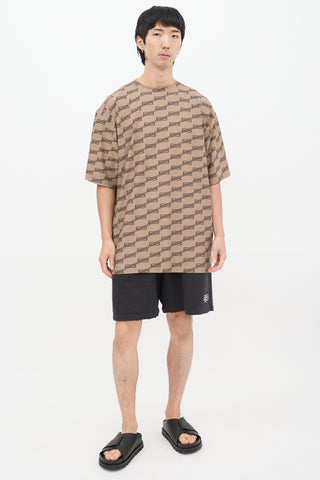 Balenciaga Brown Nylon BB Monogram Oversized T-Shirt