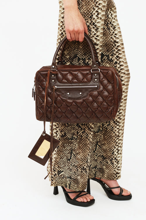 Balenciaga Brown Matelasse Leather Quilted Bag