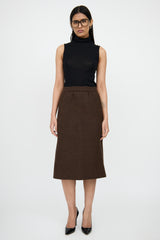 BalenciagaBrown Wool Blazer & Skirt Set