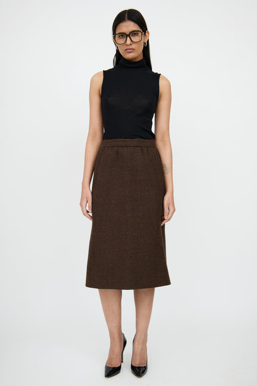BalenciagaBrown Wool Blazer & Skirt Set