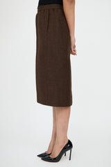 BalenciagaBrown Wool Blazer & Skirt Set