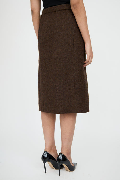 BalenciagaBrown Wool Blazer & Skirt Set