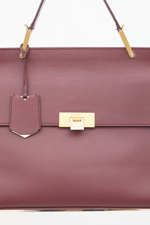 Balenciaga Burgundy Leather Le Dix Cartable M Bag