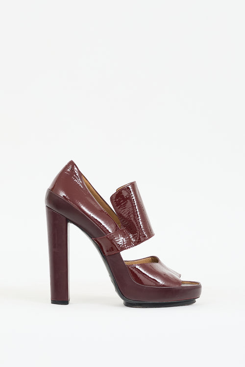 Balenciaga Burgundy Patent & Leather Cutout Pump