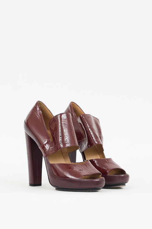 Balenciaga Burgundy Patent & Leather Cutout Pump