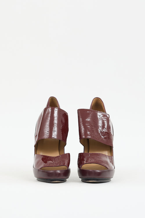 Balenciaga Burgundy Patent & Leather Cutout Pump