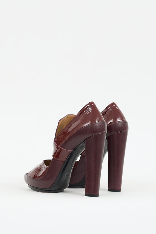 Balenciaga Burgundy Patent & Leather Cutout Pump