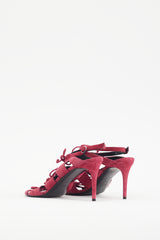 Balenciaga Burgundy Suede Caged Bow Heel