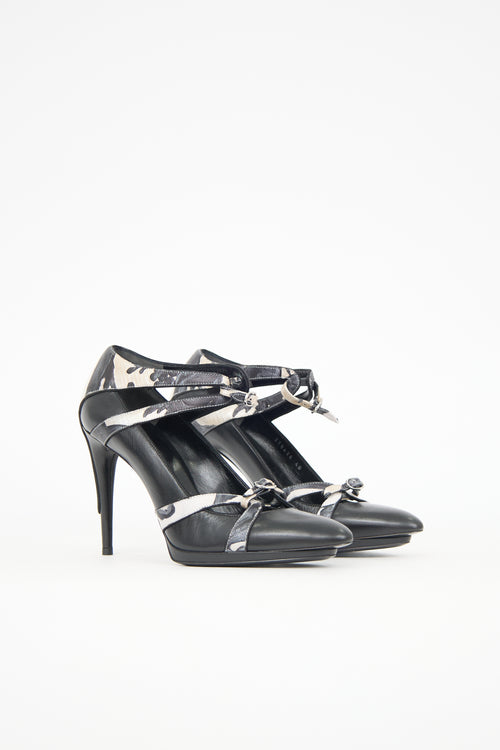 Balenciaga Leather Cut Out Camo Pump