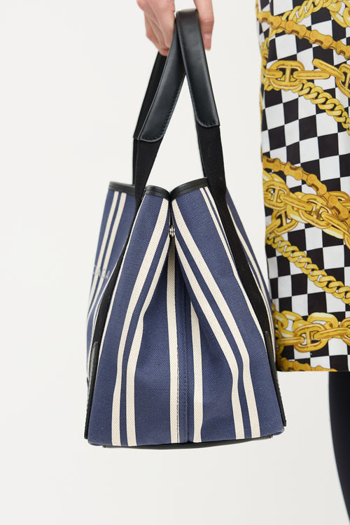 Balenciaga Canvas Striped Cabas Tote Bag