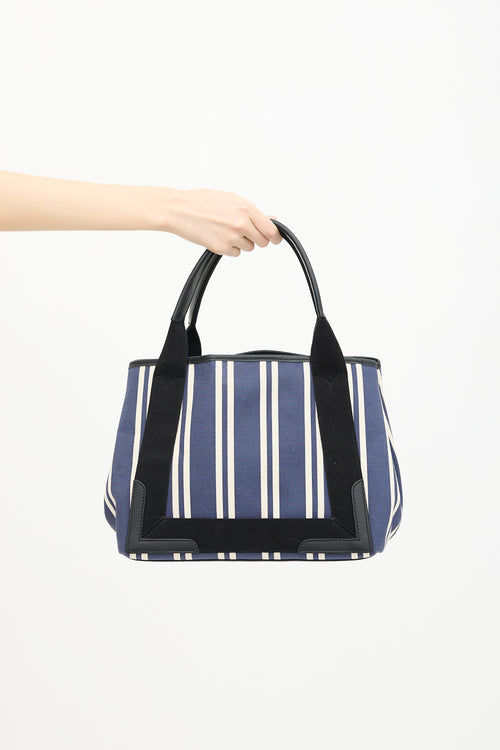 Balenciaga Canvas Striped Cabas Tote Bag