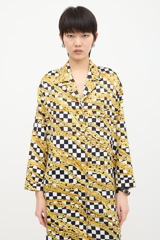 Balenciaga Chain & Checkerboard Pajama Dress