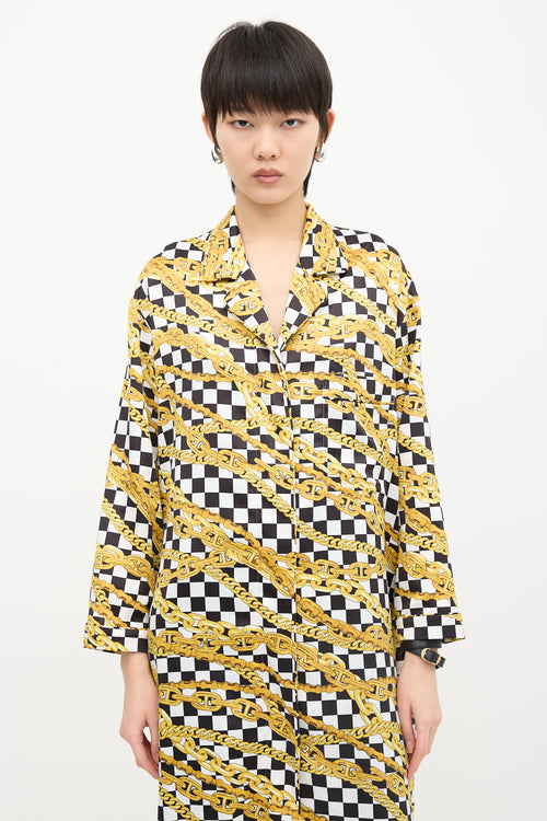 Balenciaga Chain & Checkerboard Pajama Dress