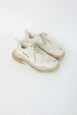Balenciaga Cream & Beige Triple S  Sneaker