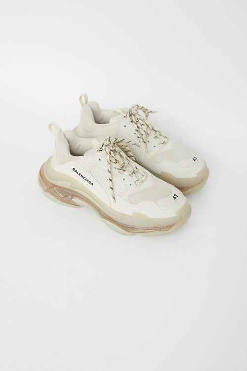 Balenciaga Cream & Beige Triple S  Sneaker