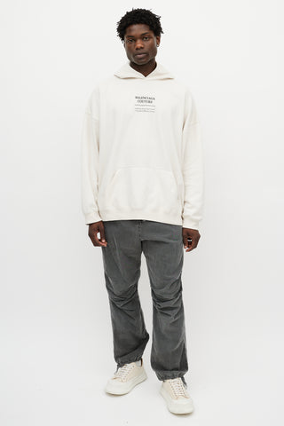 Balenciaga Cream & Black Couture Address Oversized Hoodie