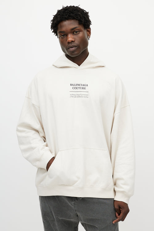 Balenciaga Cream & Black Couture Address Oversized Hoodie